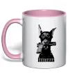 Чашка с цветной ручкой Doberman with gun Нежно розовый фото