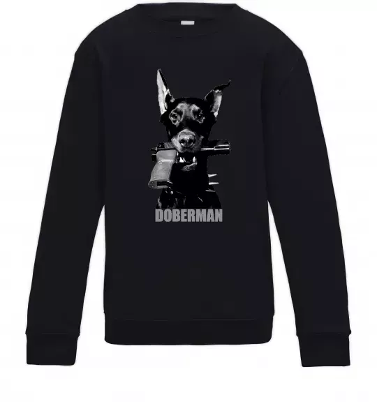 Детский Свитшот Doberman with gun Черный фото