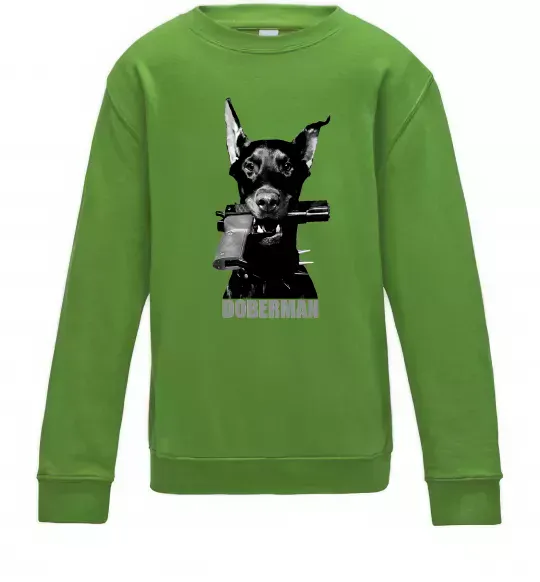 Детский Свитшот Doberman with gun Лаймовый фото