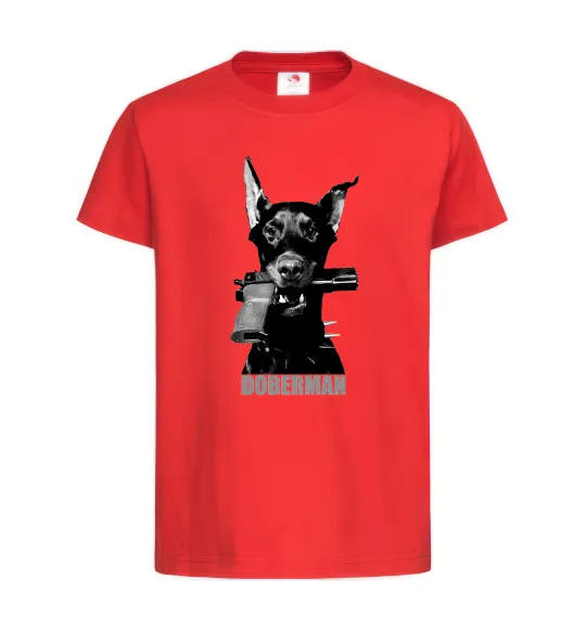 Дитяча футболка Doberman with gun Червоний фото