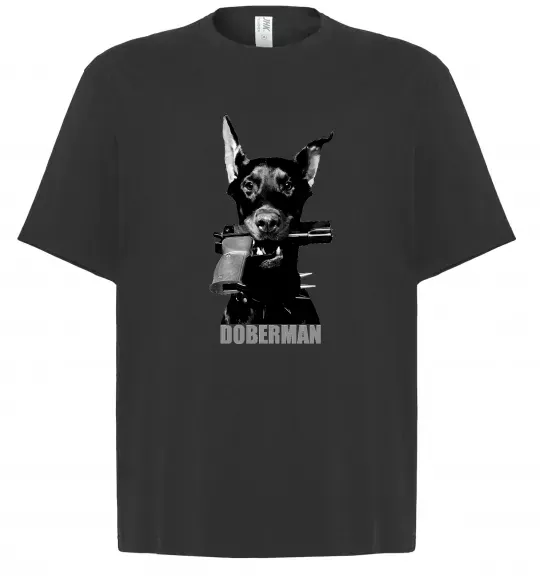 Футболка Оверсайз Doberman with gun Черный фото