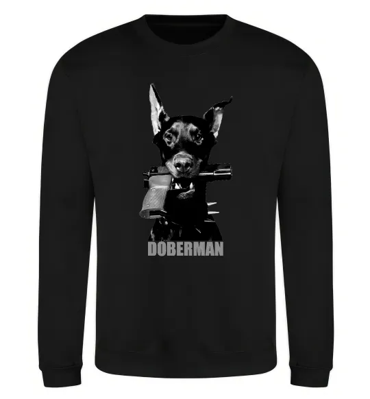 Свитшот Doberman with gun Черный фото