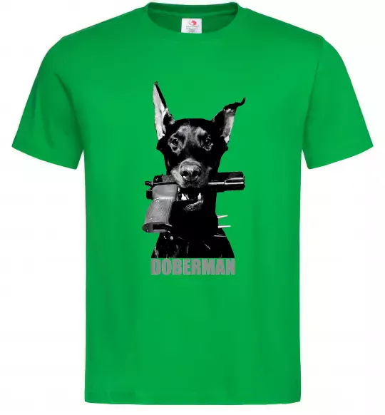 Чоловіча футболка Doberman with gun Зелений фото