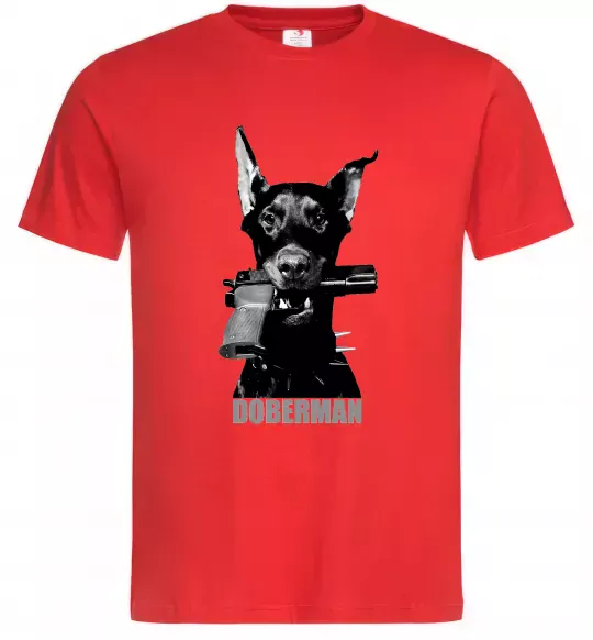 Чоловіча футболка Doberman with gun Червоний фото