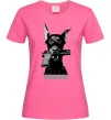Жіноча футболка Doberman with gun Яскраво-рожевий фото