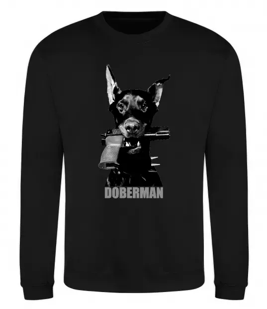Світшот Doberman with gun Чорний фото
