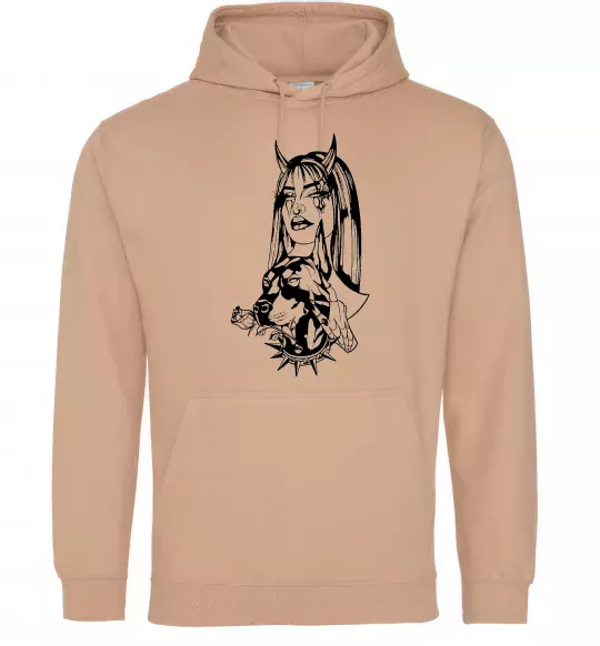 Мужская толстовка (худи) Doberman girl Песочный фото