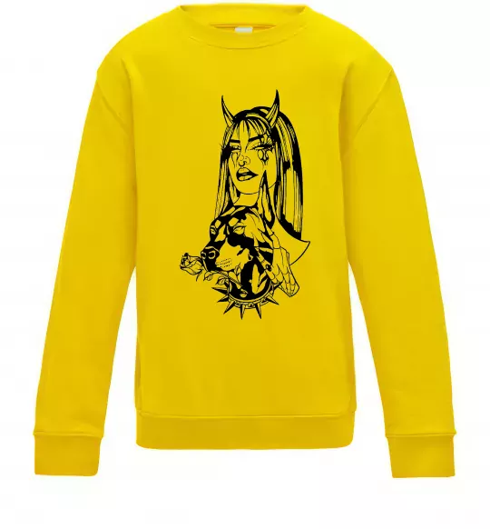 Детский Свитшот Doberman girl Солнечно желтый фото