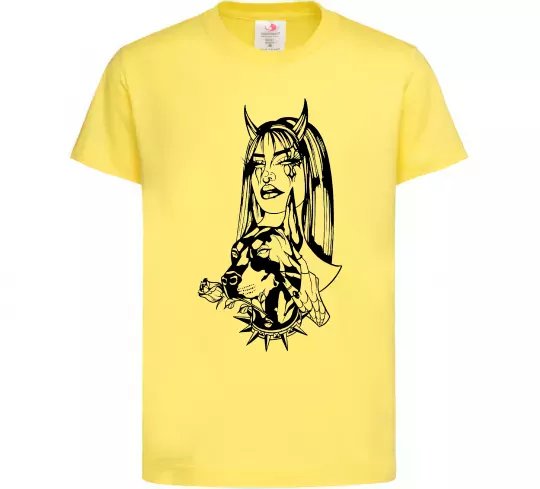 Дитяча футболка Doberman girl Лимонний фото