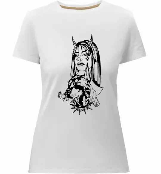 Женская премиум футболка Doberman girl Белый фото