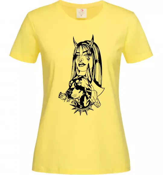 Женская футболка Doberman girl Лимонный фото