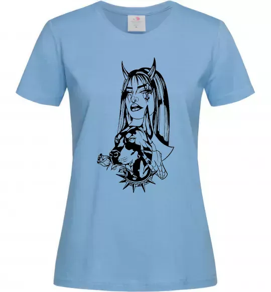 Женская футболка Doberman girl Голубой фото