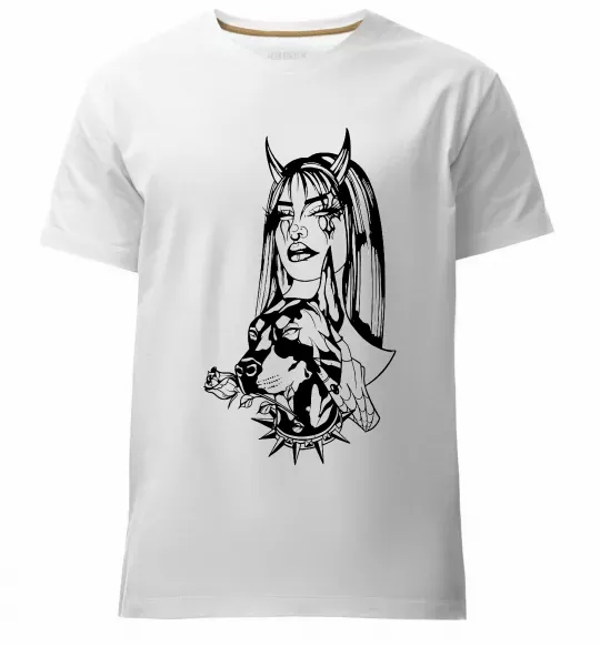 Мужская премиум футболка Doberman girl Белый фото