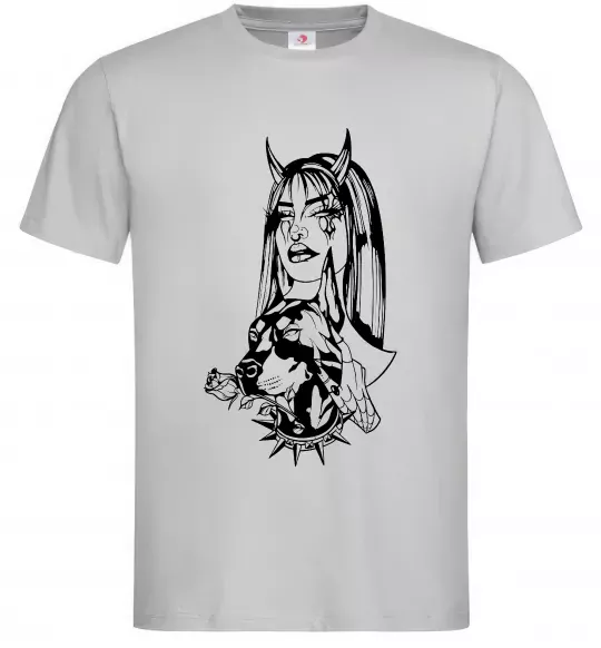 Чоловіча футболка Doberman girl Сірий фото