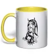 Чашка с цветной ручкой Doberman girl Солнечно желтый фото
