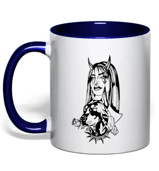 Чашка с цветной ручкой Doberman girl Глубокий темно-синий фото