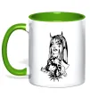 Чашка с цветной ручкой Doberman girl Лаймовый фото