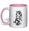 Чашка с цветной ручкой Doberman girl Нежно розовый фото