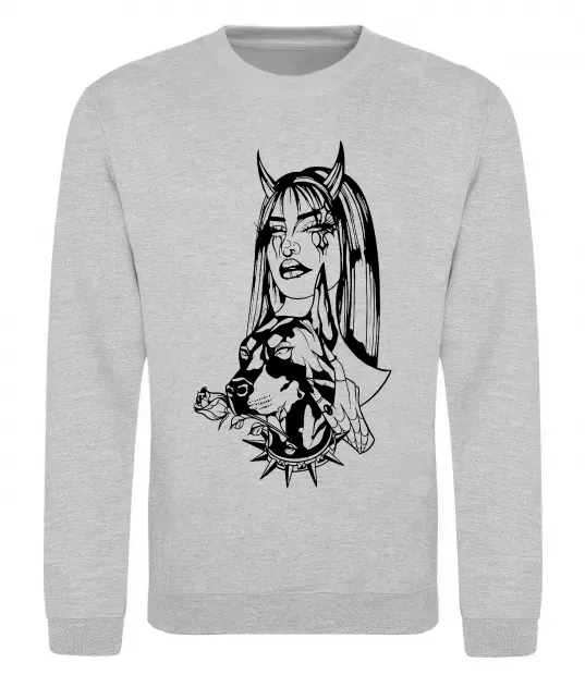 Світшот Doberman girl Сірий меланж фото