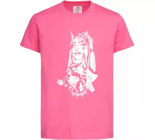 Дитяча футболка Doberman girl Яскраво-рожевий фото