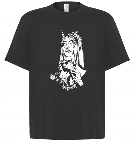 Футболка Оверсайз Doberman girl Черный фото