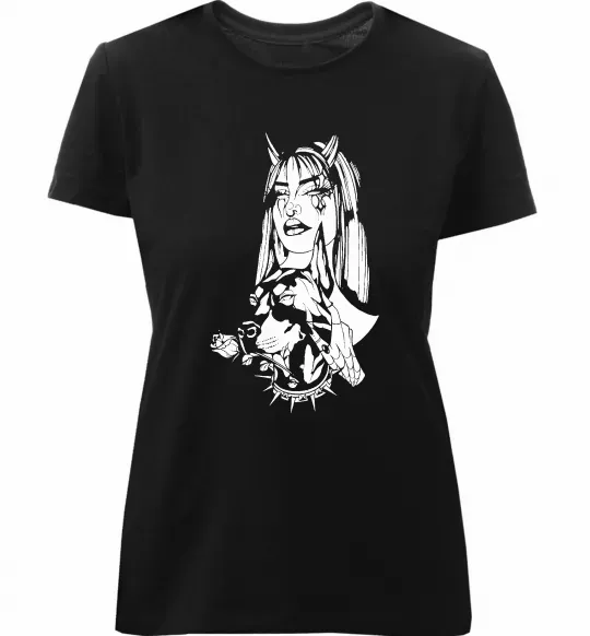 Женская премиум футболка Doberman girl Черный фото