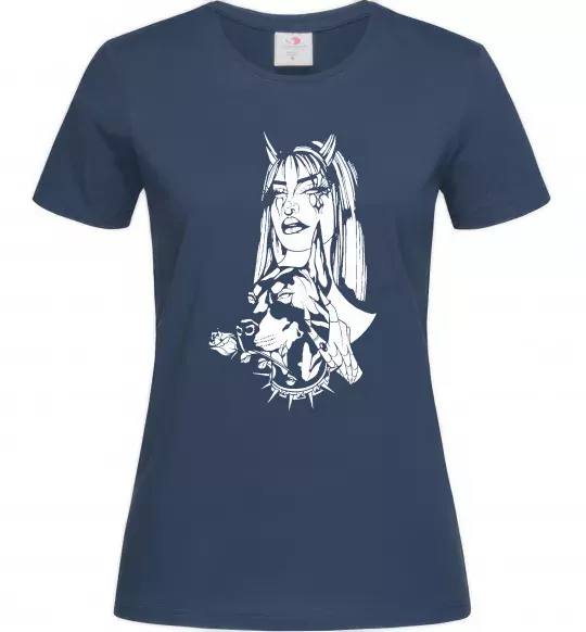 Женская футболка Doberman girl Темно-синий фото