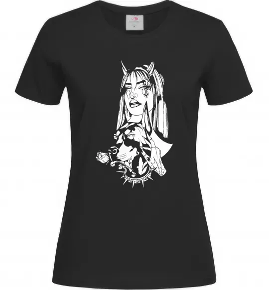 Женская футболка Doberman girl Черный фото