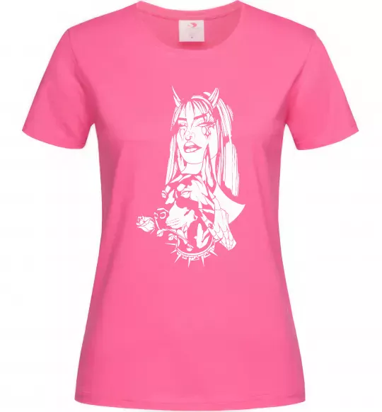 Женская футболка Doberman girl Ярко-розовый фото