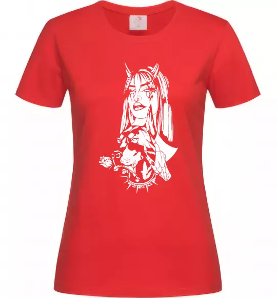 Женская футболка Doberman girl Красный фото
