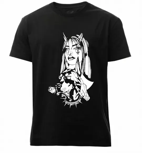 Мужская премиум футболка Doberman girl Черный фото