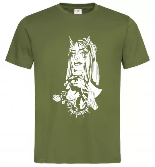 Чоловіча футболка Doberman girl Оливковий фото