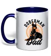 Чашка с цветной ручкой Doberman dad Глубокий темно-синий фото