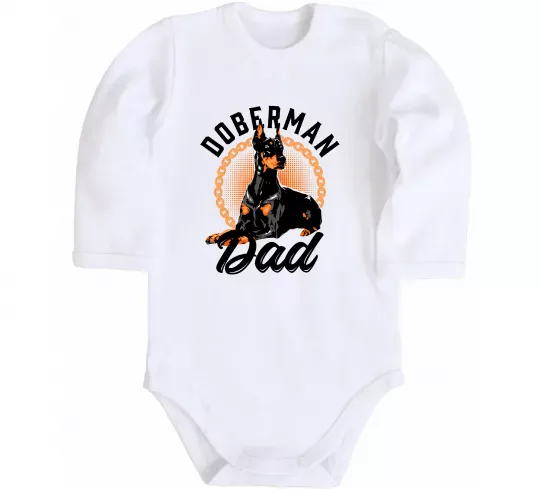 Детский боди Doberman dad Белый фото