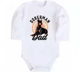 Детский боди Doberman dad Белый фото