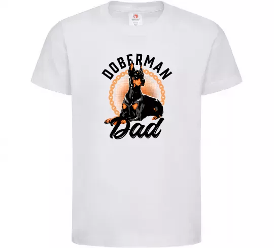 Дитяча футболка Doberman dad Білий фото