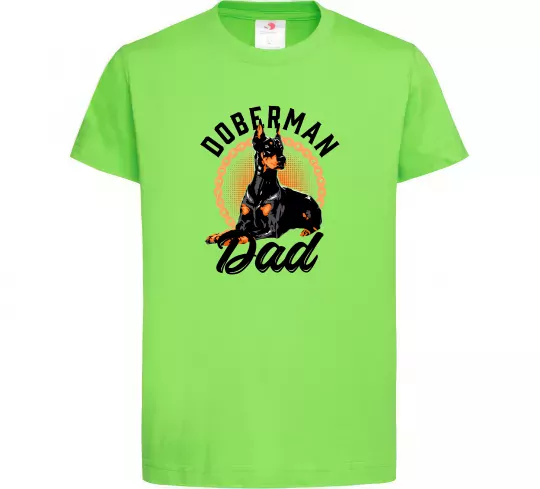 Дитяча футболка Doberman dad Лаймовий фото