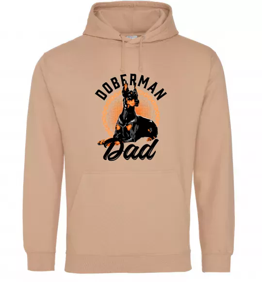 Чоловіча толстовка (худі) Doberman dad Пісочний фото