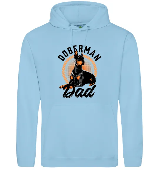 Чоловіча толстовка (худі) Doberman dad Блакитний фото