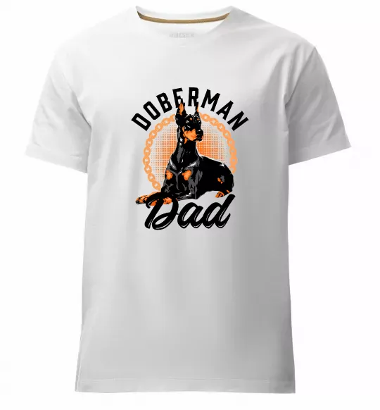 Мужская премиум футболка Doberman dad Белый фото