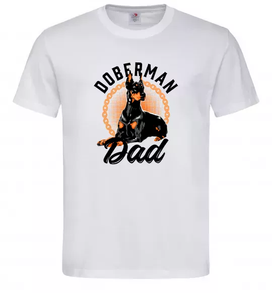Чоловіча футболка Doberman dad Білий фото