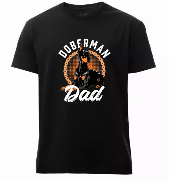 Мужская премиум футболка Doberman dad Черный фото