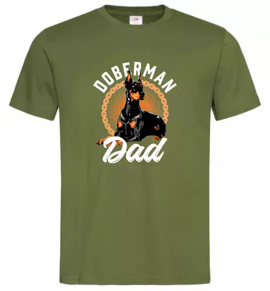 Чоловіча футболка Doberman dad Оливковий фото