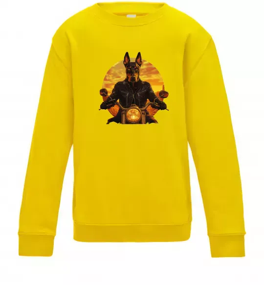 Дитячий світшот Doberman biker Сонячно жовтий фото