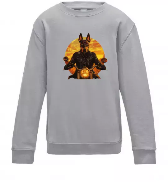 Дитячий світшот Doberman biker Сірий меланж фото