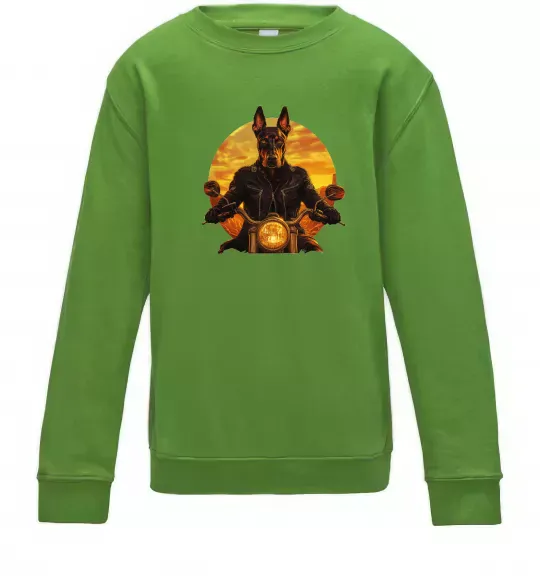 Дитячий світшот Doberman biker Лаймовий фото