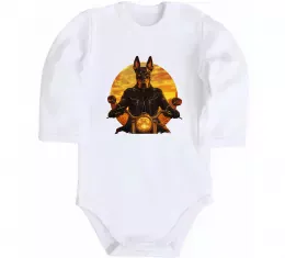 Детский боди Doberman biker Белый фото