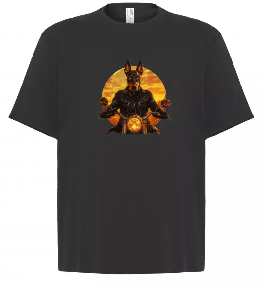 Футболка Оверсайз Doberman biker Черный фото