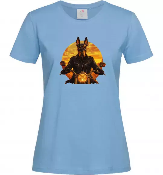 Женская футболка Doberman biker Голубой фото