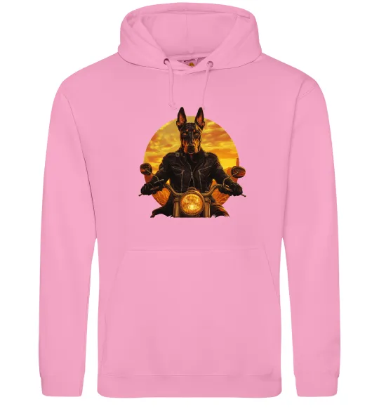 Женская толстовка (худи) Doberman biker Розовый фото